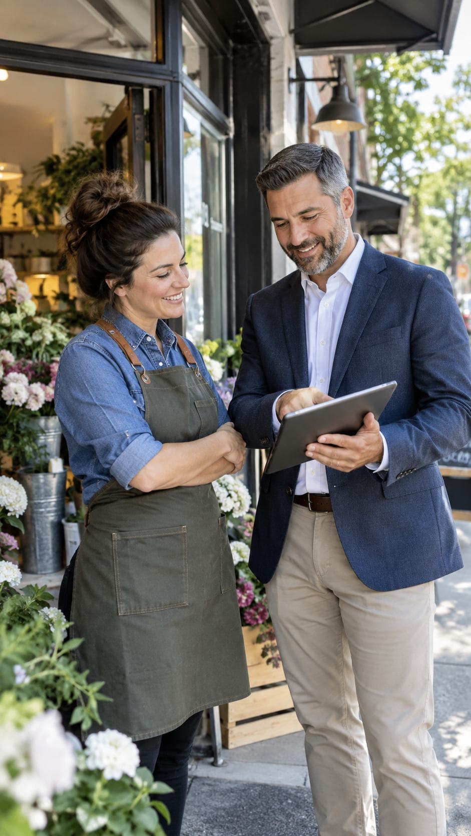 Bank advisor helping a local business owner