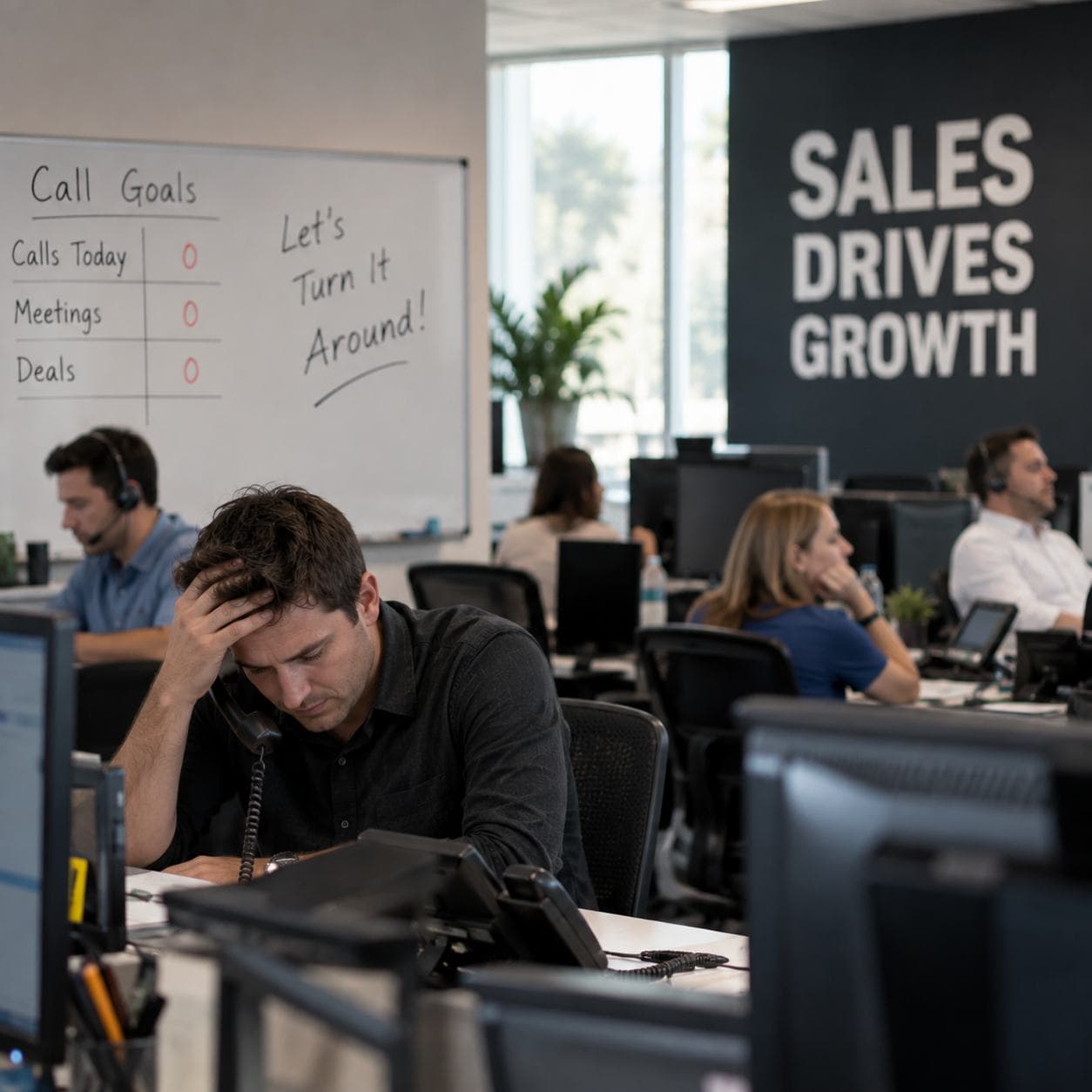 Sales floor team working through low call volume